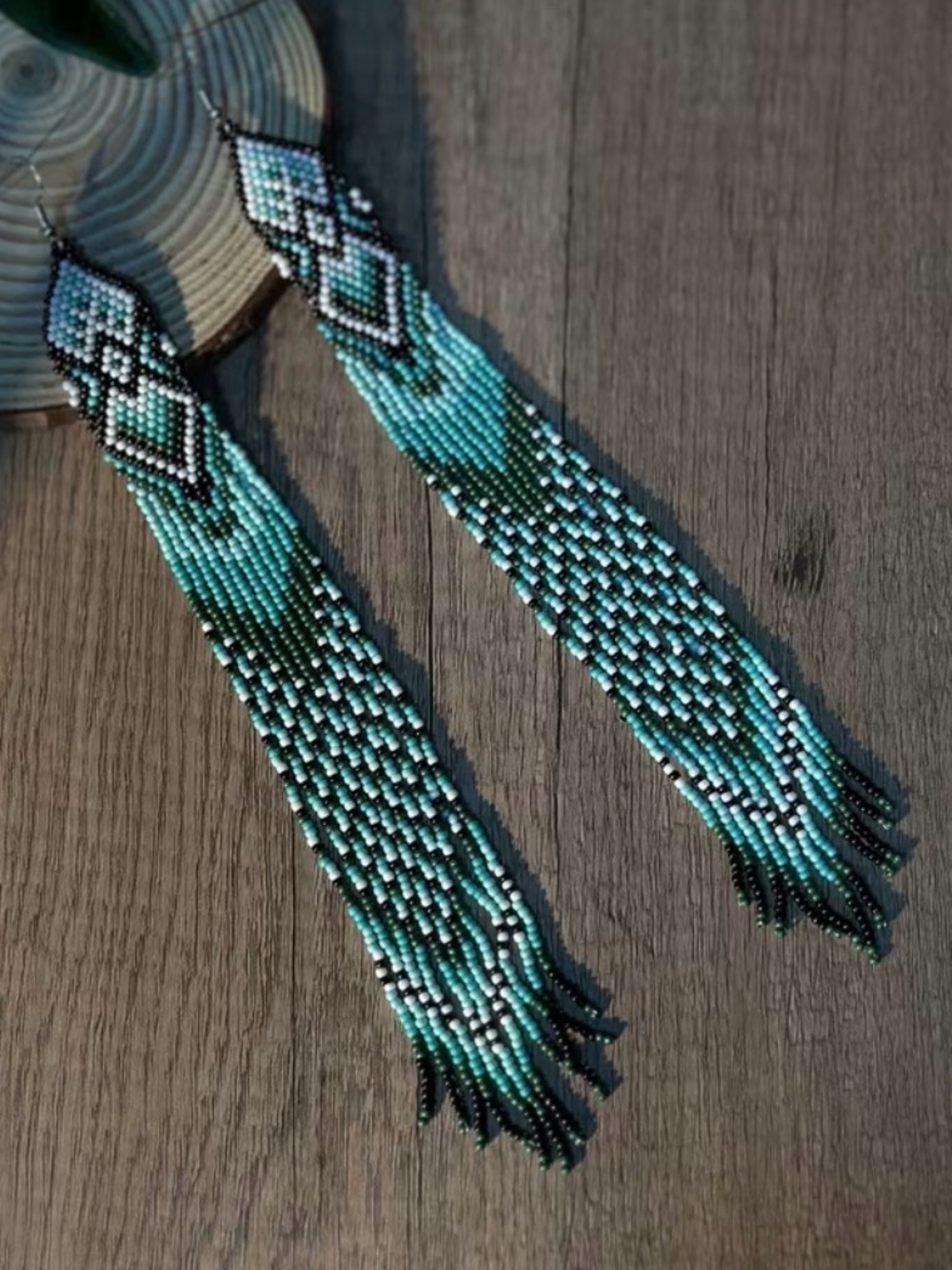 Handcrafted Boho Long Beaded Fringe Earrings